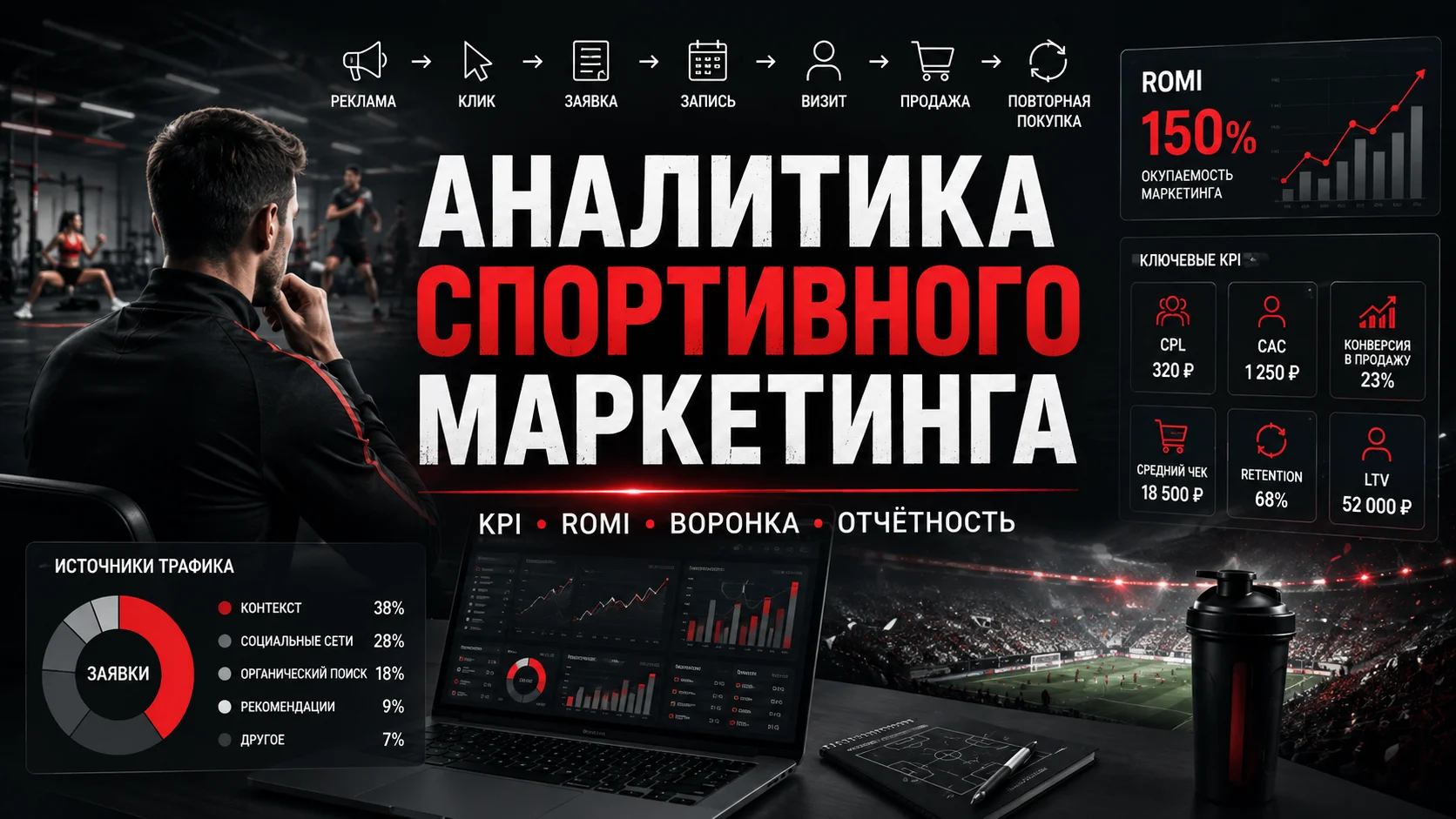 Аналитика спортивного маркетинга: KPI, ROMI, воронка и отчётность