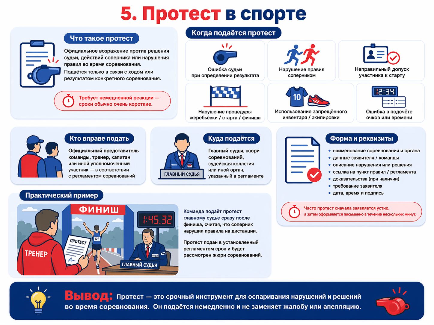 Протест в спорте — срочное оспаривание решения судьи или результата соревнований