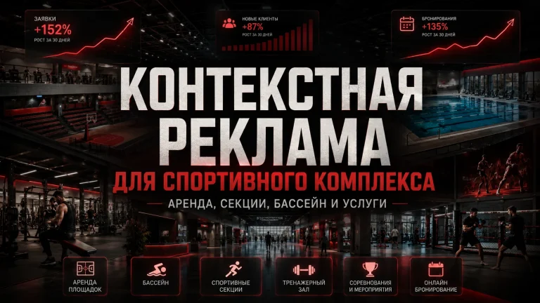 Контекстная реклама для спортивного комплекса — аренда, секции и услуги