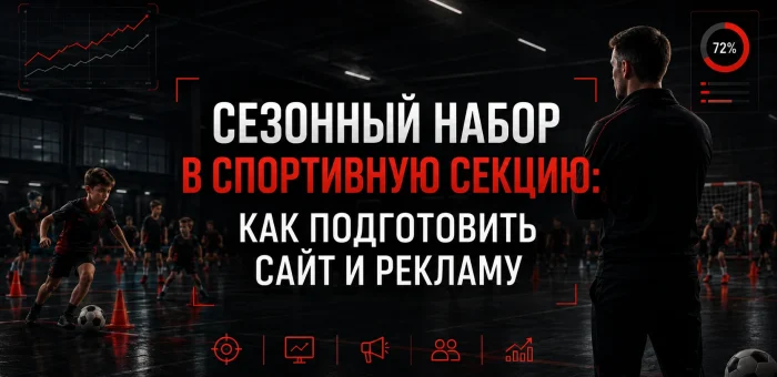 Сезонный набор в спортивную секцию: сайт и реклама