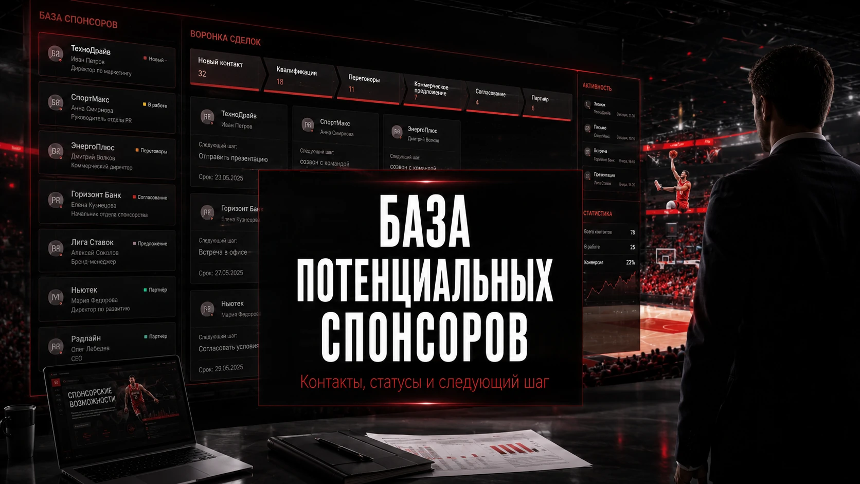 Контакты, статусы и следующие действия База потенциальных спонсоров спортивной команды