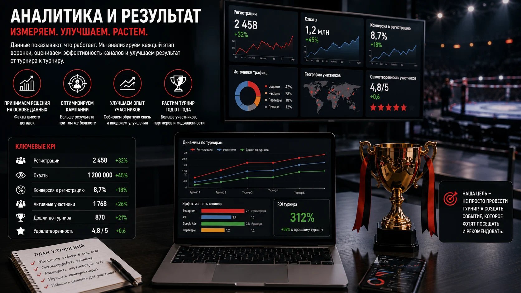 Аналитика рекламной кампании и результатов профессионального турнира