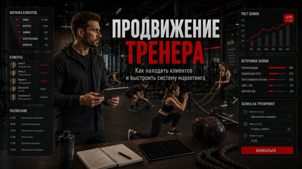 Тренер и система продвижения с каналами привлечения и аналитикой