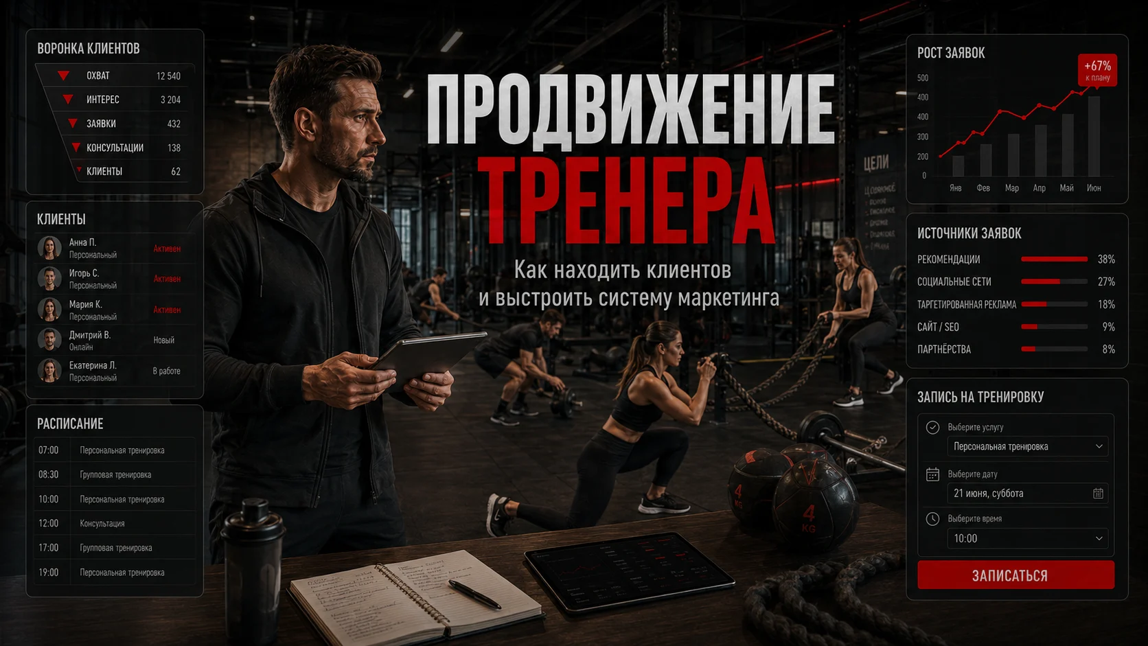 Тренер и система продвижения с каналами привлечения и аналитикой