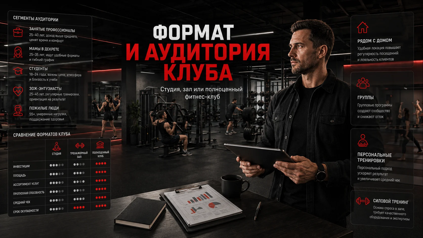 Выбор формата фитнес-клуба и целевой аудитории