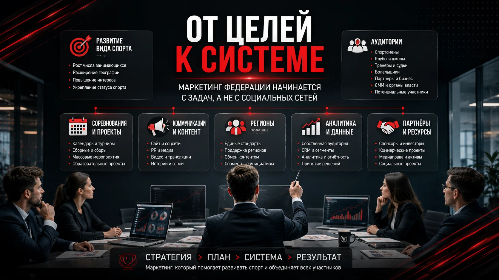Маркетинговые задачи спортивной федерации: от целей к системе