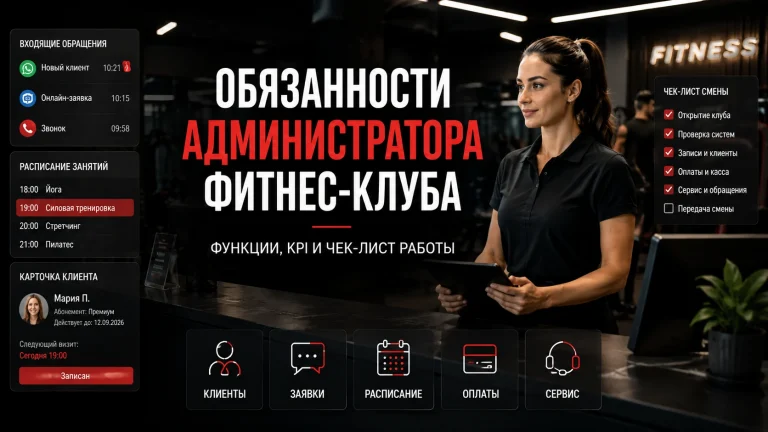 Обязанности администратора фитнес-клуба: функции, KPI и чек-лист работы
