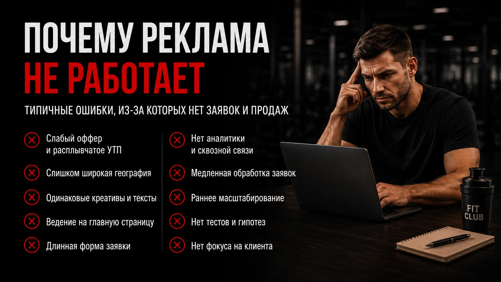 Почему реклама фитнес-клуба не работает: основные ошибки