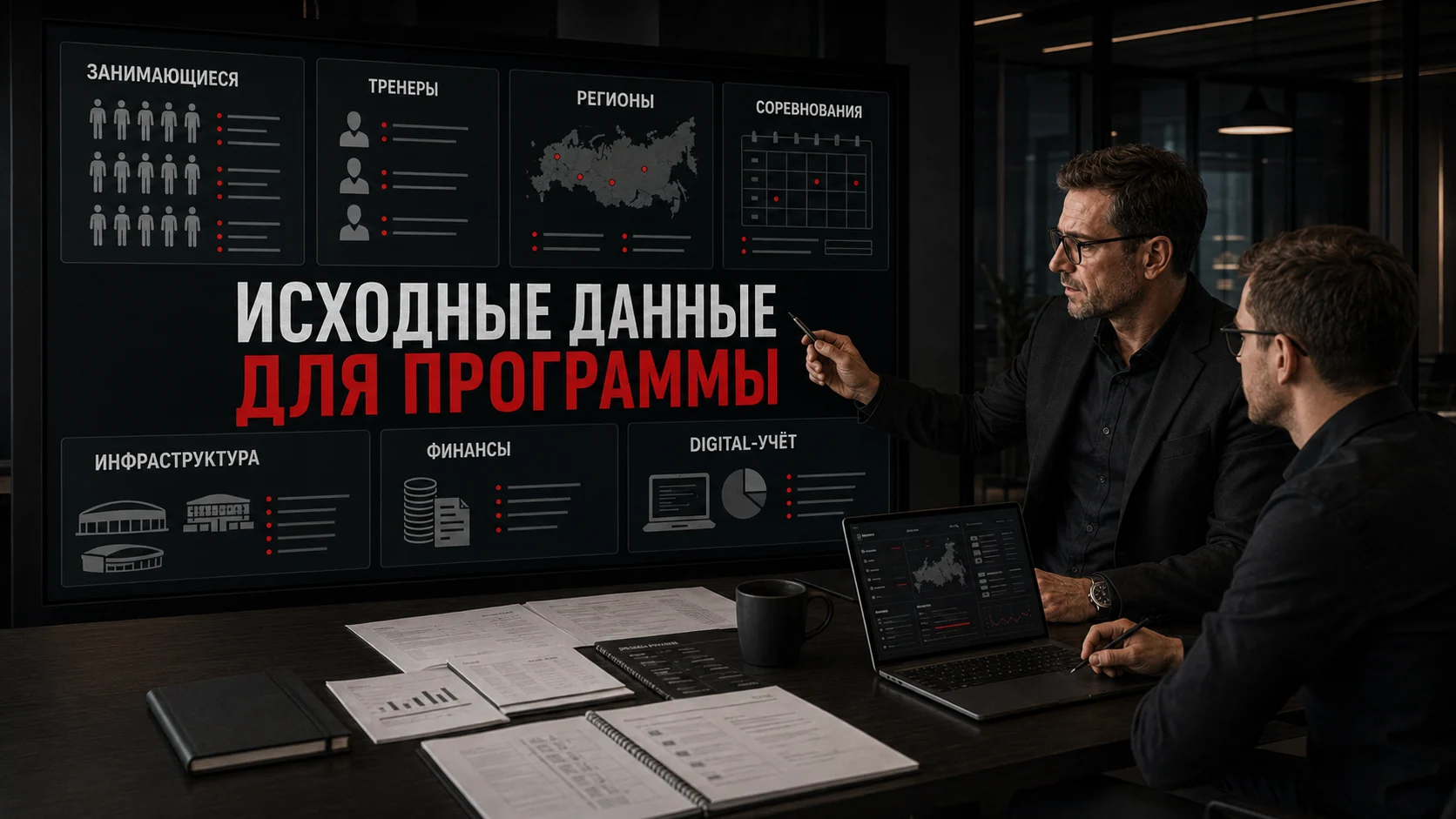 Исходные данные для программы развития вида спорта: занимающиеся, тренеры, регионы, соревнования, инфраструктура, финансы и digital-учёт