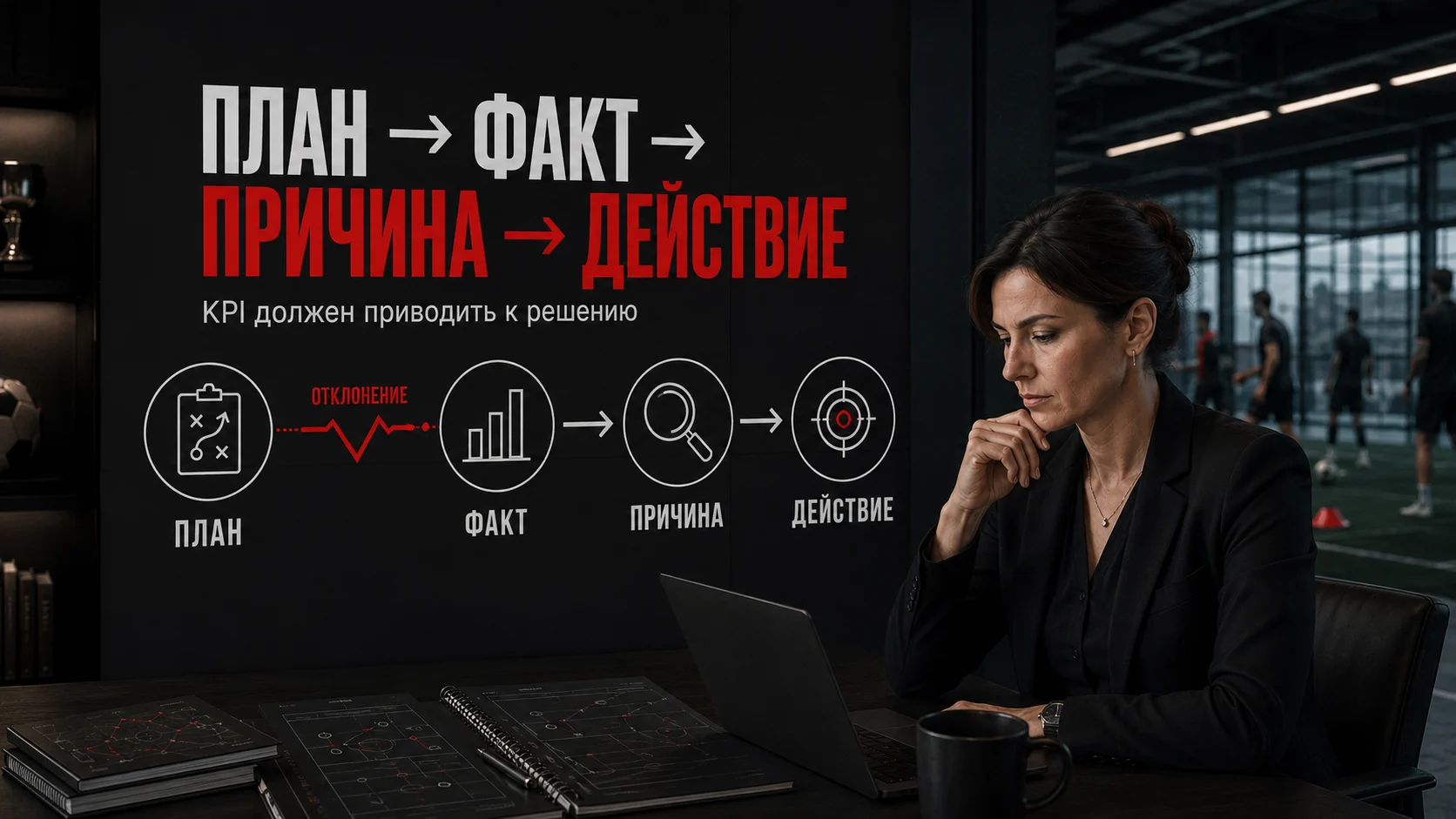 План, факт, отклонение, причина и действие при контроле KPI