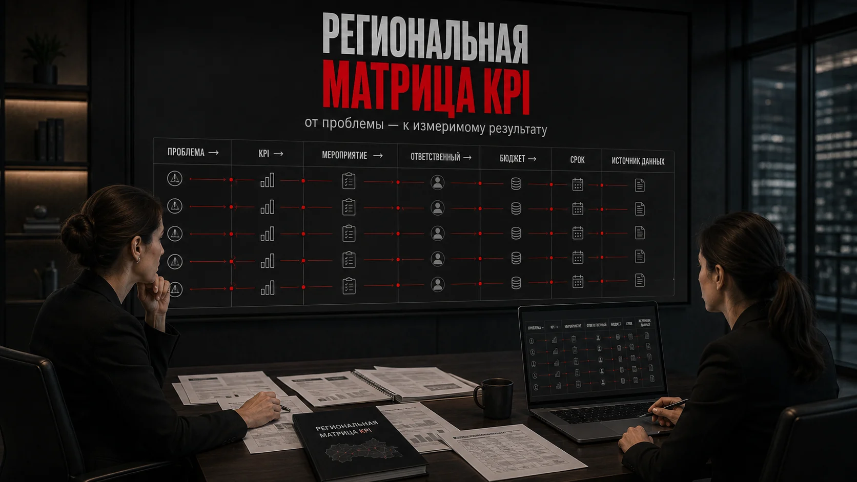 Региональная матрица KPI: проблема, показатель, мероприятие, ответственный, бюджет, срок и источник данных